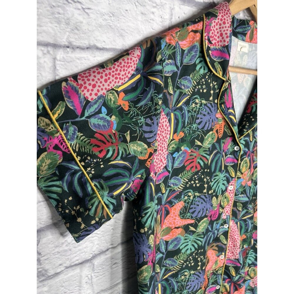 WORLD MARKET Women's Green Botanical Jungle Button Down Nightgown L/XL - Picture 3 of 7
